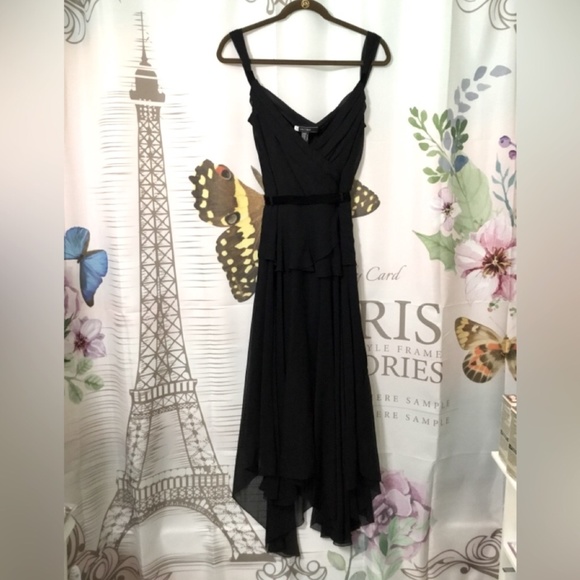 👗 JS Boutique~Velvet Crossover Little Black Dress~Size 10👗 - Picture 1 of 12